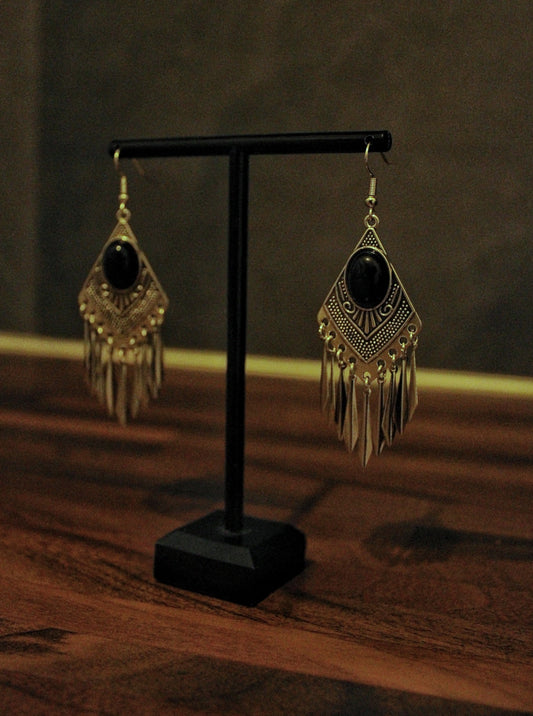 Tribal obsidian earrings