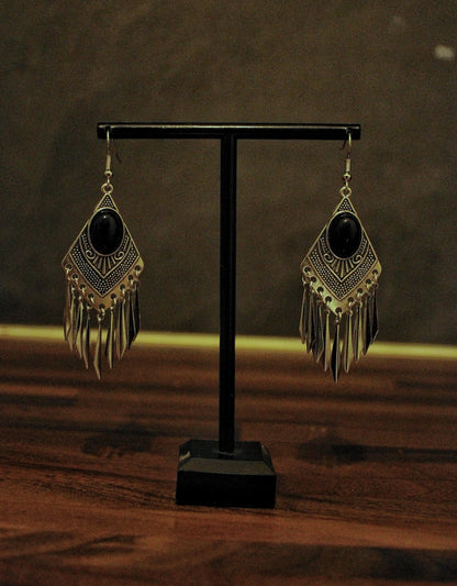 Tribal obsidian earrings